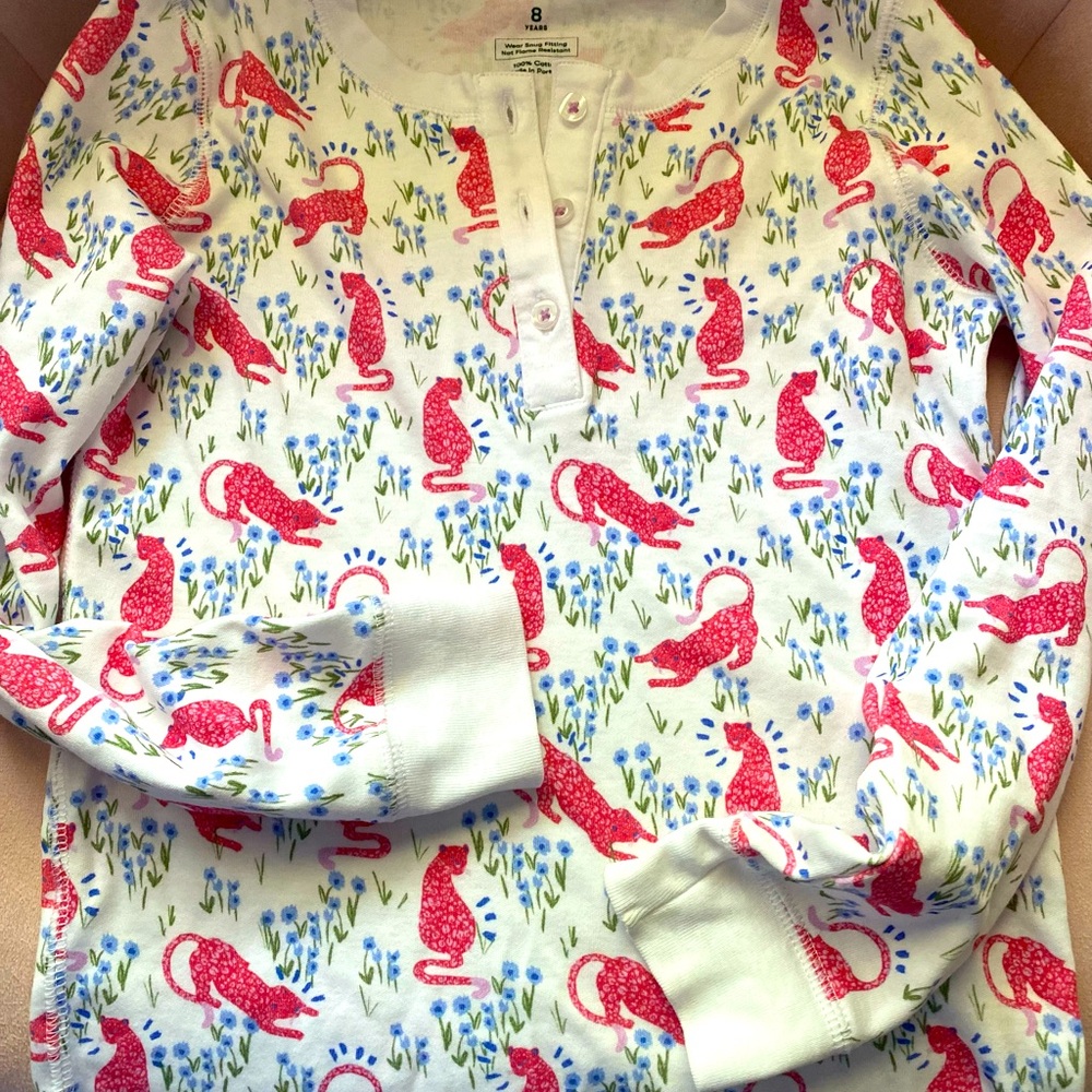 Roller Rabbit Cheetah Garden kids long sleeve PJ set